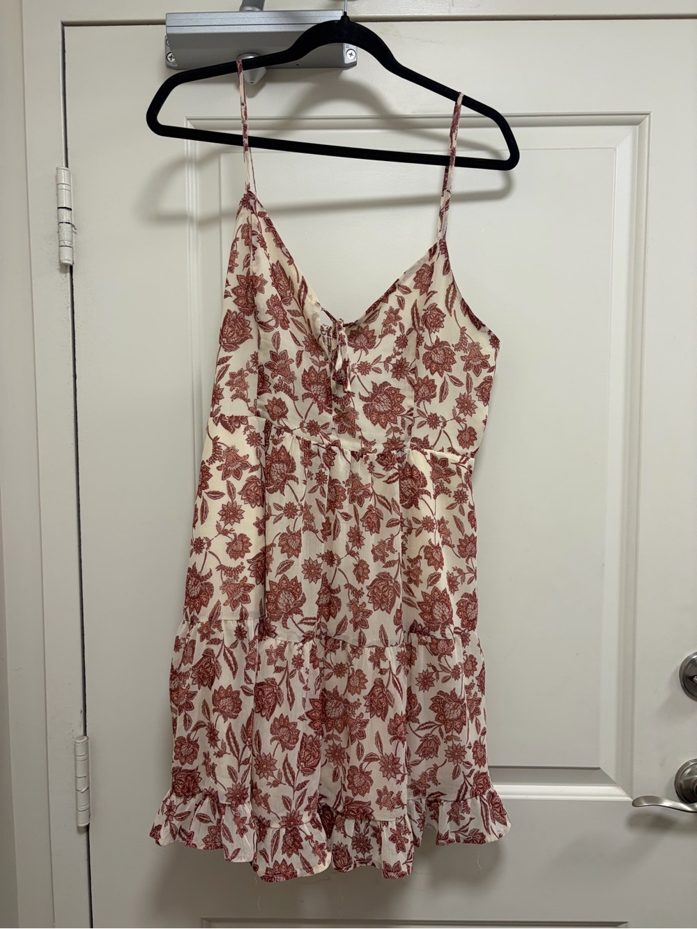 Dynamite Cream Midi Dress with Rust Floral Print
